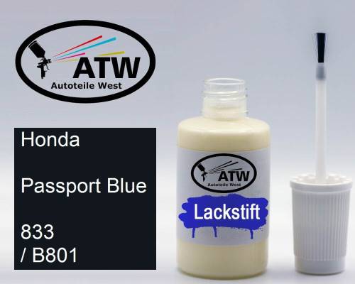 Honda, Passport Blue, 833 / B801: 20ml Lackstift, von ATW Autoteile West.